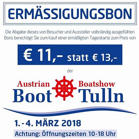 Ermäßigungsgutschein - Boot Tulln 2018