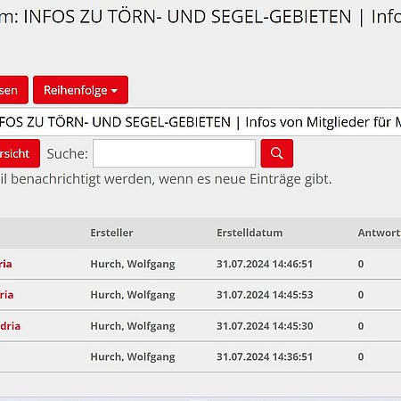 Neues Forum im VereinOnline - "Infos zu Törn- und Segelgebieten"